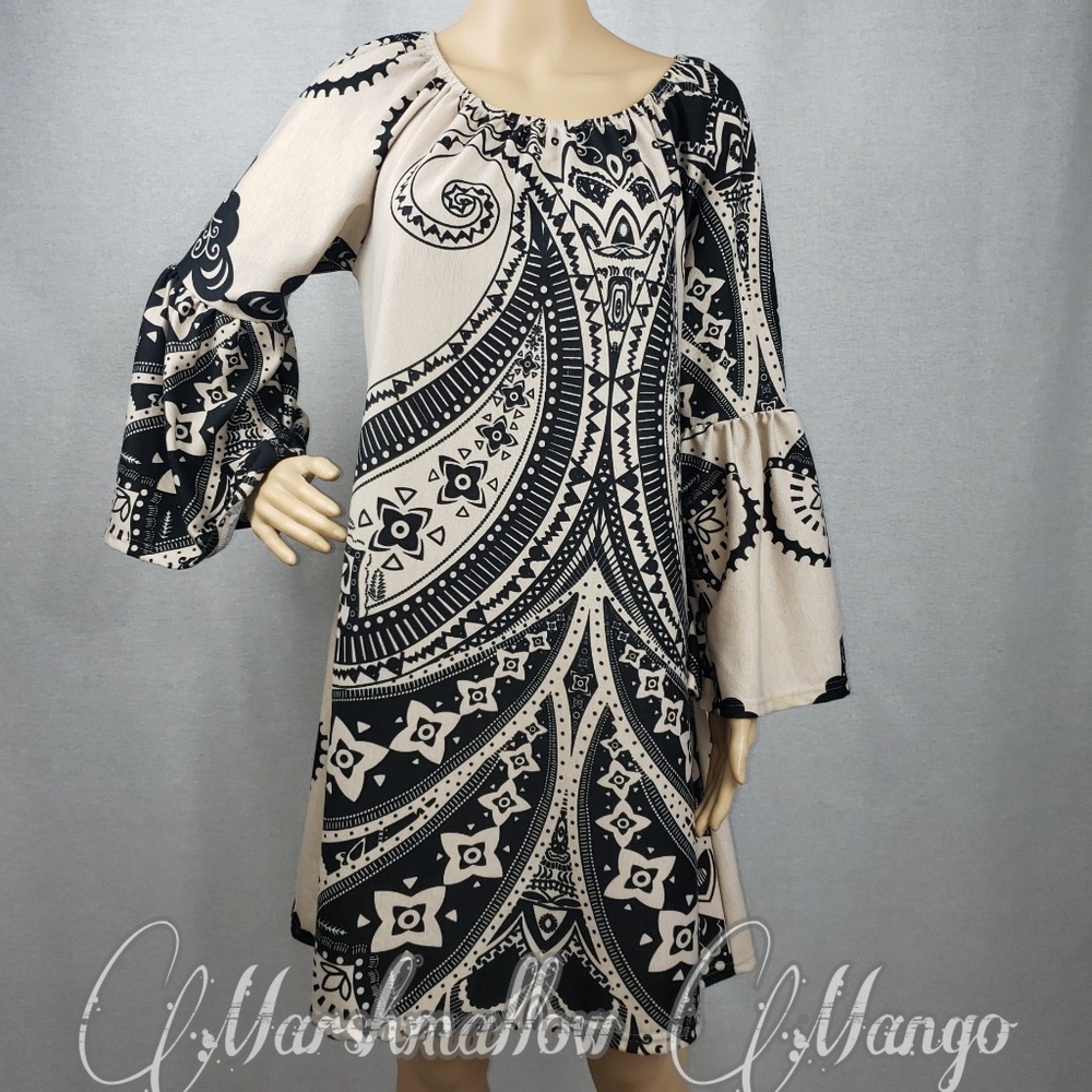 Boho Bell Sleeve Womens Dress